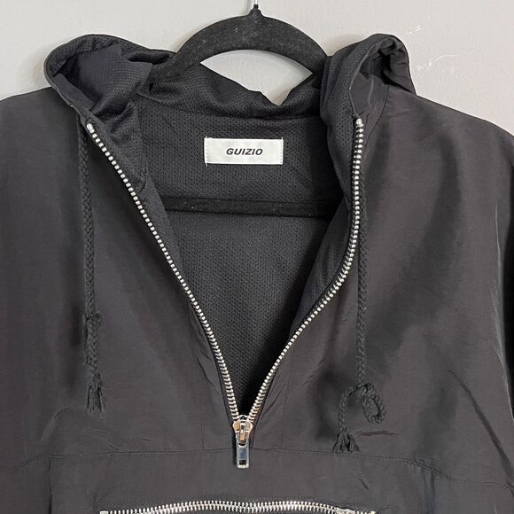 Danielle GUIZIO Hooded Windbreaker Zipper Pocket Black Size S Softshell Festival - Picture 5 of 14